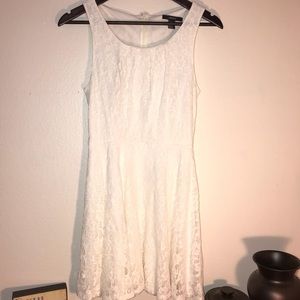 White lace dress with belt loops
